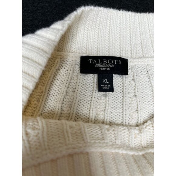 Talbots Cable Knit 3/4 Cable Knit 3/4 Sleeve Sweater Cream Size Petite XL - Picture 8 of 12